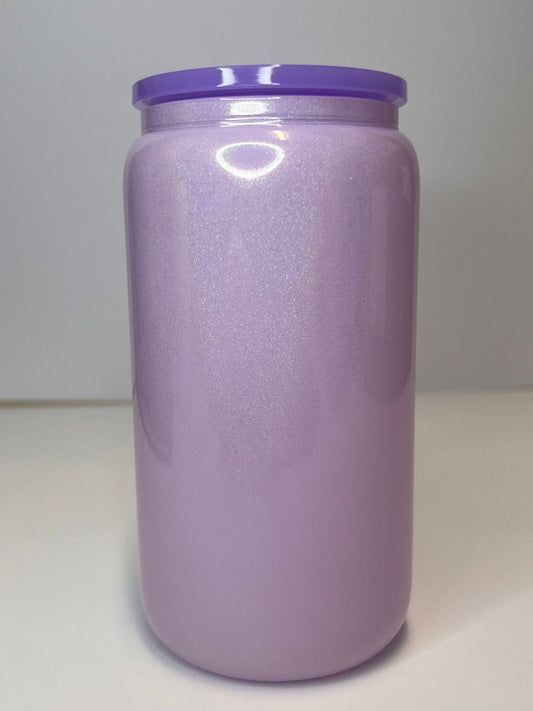 16oz GLASS LIBBY - GLITER PURPLE