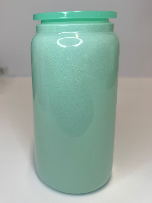 16oz GLASS LIBBY - GLITER TEAL