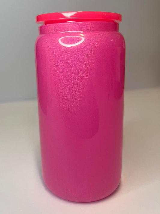 16oz GLASS LIBBY - GLITER HOT PINK